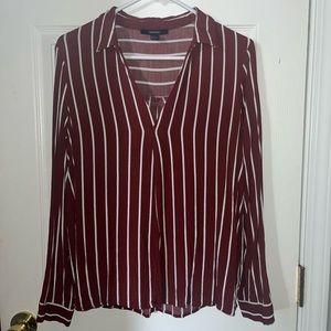 F21 Maroon Longsleeve Blouse (Large)